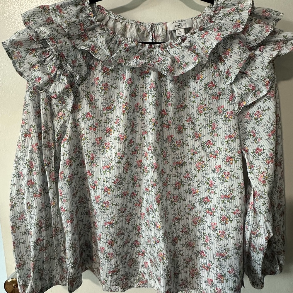 J. Crew Factory x Liberty London ruffle shoulder blouse